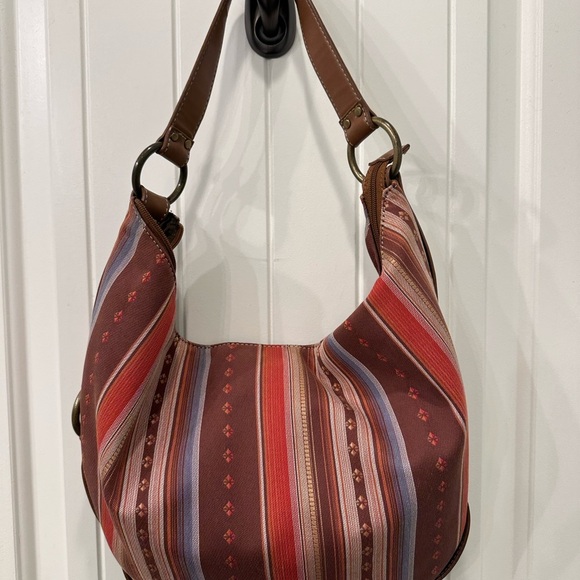 Nine West Striped Brown and Red Women's Hobo Shoulder Bag NWOT - Picture 3 of 5